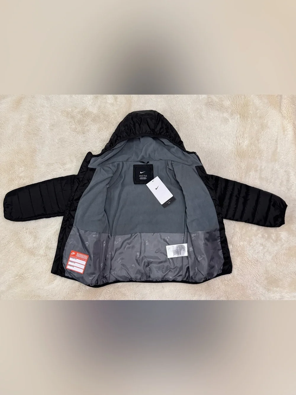 Nike Kids Black Hooded Puffer Jacket